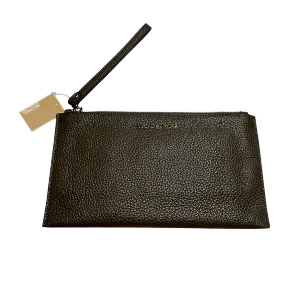 MICHAEL KORS Olive Green Large Zip Clutch Wristlet Jet Set Item NWT Pouch - Picture 1 of 6